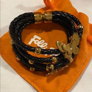 Folli Follie Butterfly Gold leather Bracelet